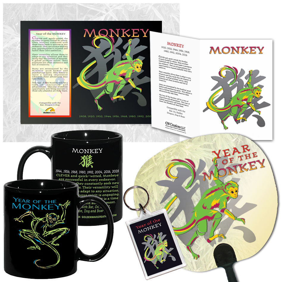 Year of the MONKEY Asian Chinese Oriental Zodiac 6 pc. COMBO GIFT SET