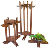 Z Wood Plant Stand Set of Three Sizes "Tranquility Stand" Dual platforms for Plants, Terrariums and Aquarium Bowls