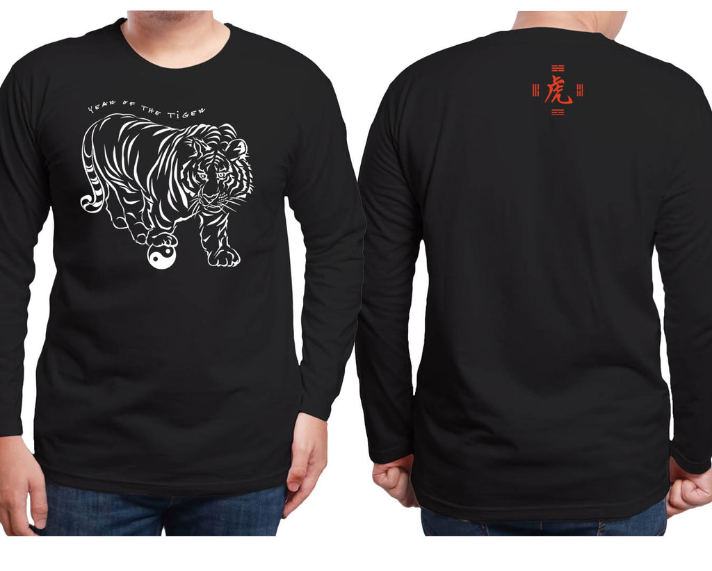 Year of the Tiger Black Long Sleeve XL Shirt Hi-NRG Design Birth Years: 1938, 50, 62, 74, 86, 98, 2010 X-Large FREE GREETING CARD W/ORDER
