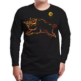 Year of the BOAR (Pig), Neon-NRG Long Sleeve Black T-Shirt, Born: 47, 59, 71, 83, 95, 07, 2019 FREE GREETING CARD W/ORDER