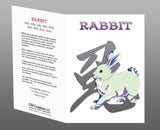 Year of the Rabbit black Hi-NRG Design T-shirt Birth Years: 1939, 51, 63, 75, 87, 99, 2011, 2023 FREE GREETING CARD W/ORDER
