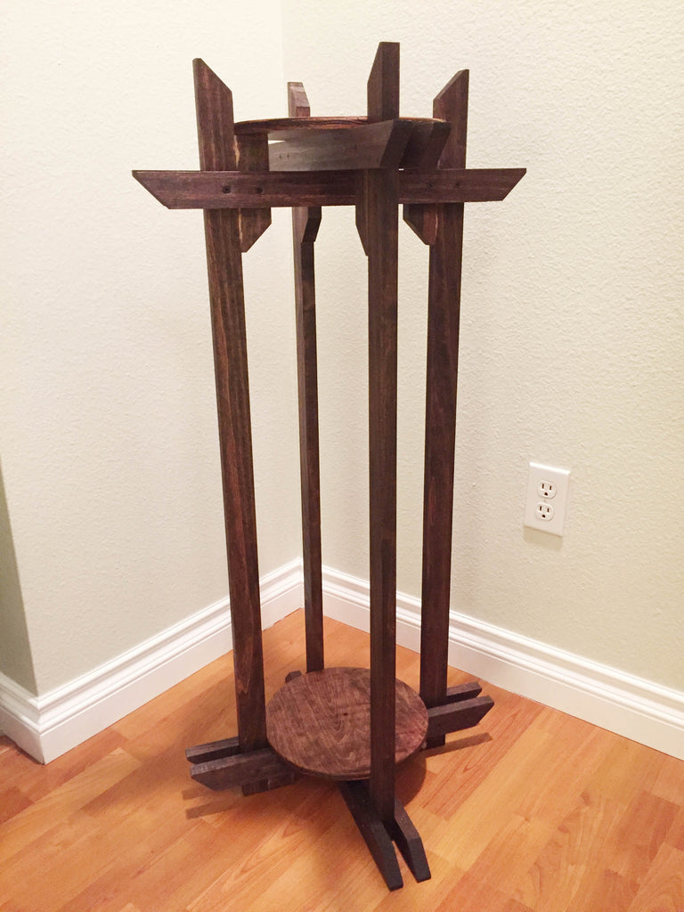 Z Wood Plant Stand "Tranquility Stand" Dual 10" circular platforms for Plants, Terrariums and Aquarium Bowls