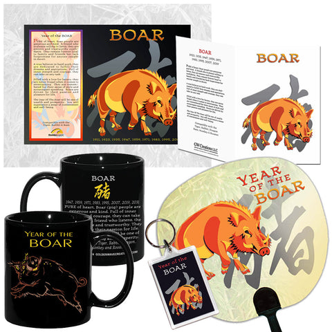 Year of the BOAR (Pig) Asian Oriental Chinese Horoscope Zodiac 6 pc. COMBO GIFT SET