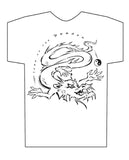 Year of the Dragon, Asian Oriental Zodiac HiNRG White T-shirt Birth Years: 1940, 52, 64, 76, 88, 20, 2012, 2024 FREE GREETING CARD W/ORDER