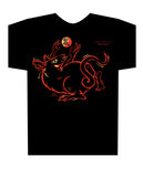 Year of the RAT, Asian Oriental Zodiac Neon-NRG Style Black T-Shirt, Born: 1936, 48, 60, 72, 84, 96, 08, 2020 + FREE RAT GIFT CARD